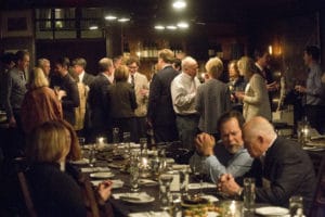 ULI attendees interact at a dinner reception at 5th and Taylor restaurant during the Urban Land Institute Governors Retreat in Nashville, Tenn., on Friday, March 3, 2017.